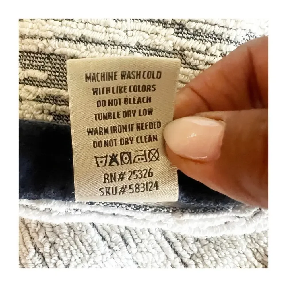 World Market Hand Towels Made In Portugal Diamond Print 100% Cotton 19”x28”